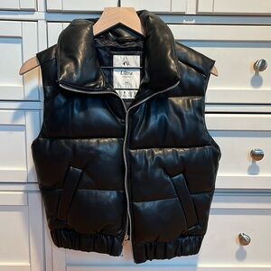 A&F faux leather puffer vest